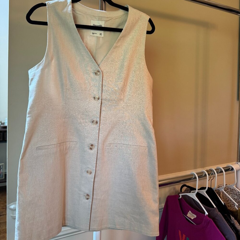 Abercrombie & Fitch Mara Linen-Blend Vest Mini Dress, Size M PETITE
